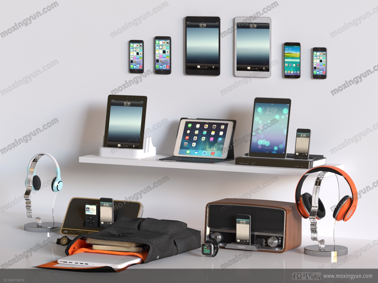 現(xiàn)代蘋果手機平板數(shù)碼產品組合3D模型下載指南